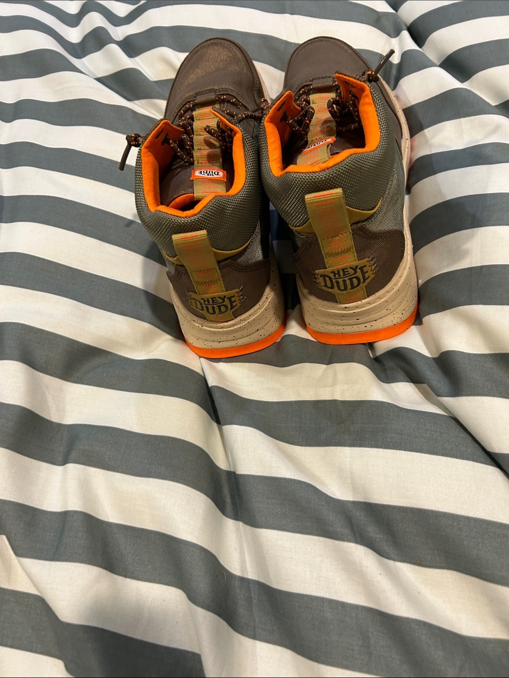 Hey Dude Men's Brown with Orange Accent Casual Boots